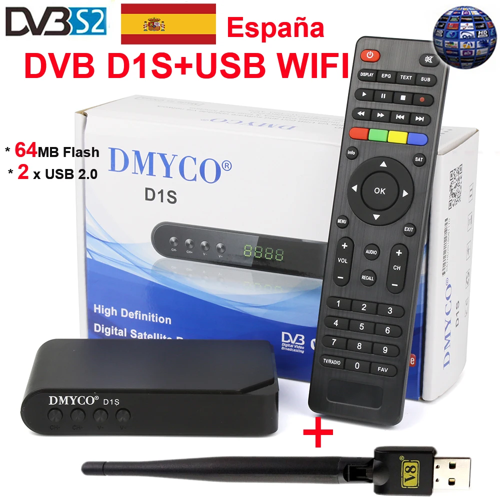 Satellite TV Receiver decoder D1S HD DVB S2 lnb with 7 cables Europe ...