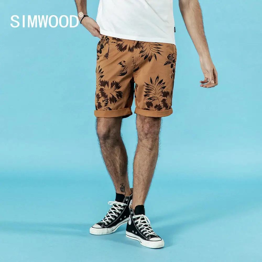 SIMWOOD Летние Новые Гавайские шорты мужские повседневные модные пляжные праздничные шорты с принтом высокого качества размера плюс брендовая одежда 190189