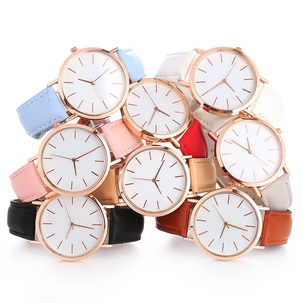 

Woman Fashion Leather Band Analog Quartz Round Wrist Watch Watches relogio feminino woman watch 2018