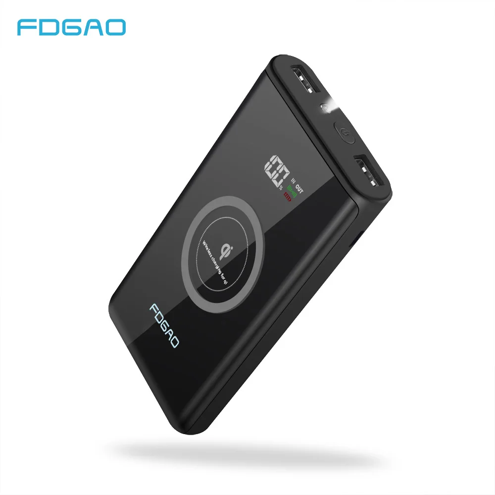 

FDGAO 20000mAh Dual USB Power Bank External Battery Qi Wireless Charger For iPhone XS Max XR X 8 Samsung S9 S8 S7 Xiaomi Huawei