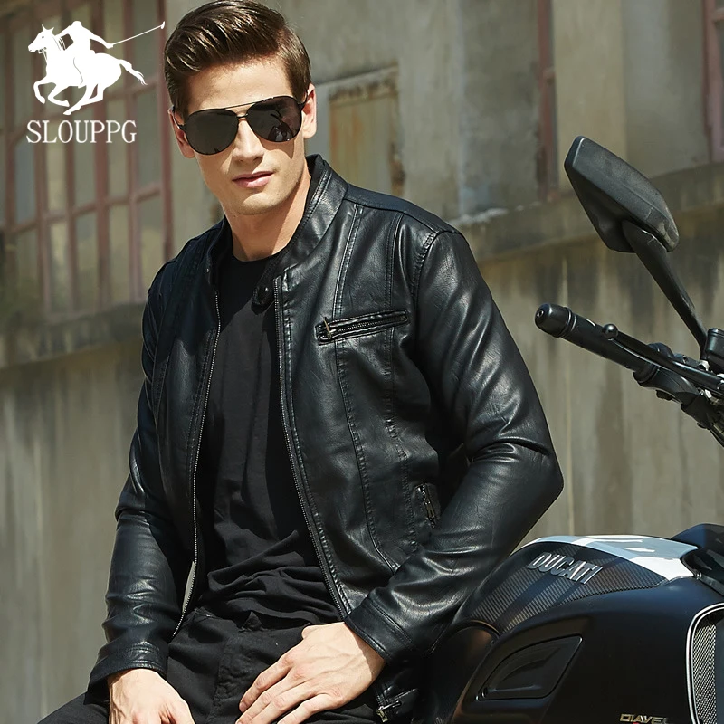 

spring and autumn thin men's collar Europe and the United States solid color PU leather jacket youth motorcycle leather jacket