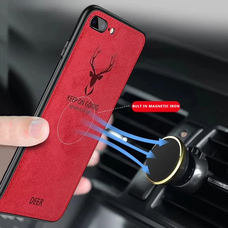 Luxury Magnetic Cloth Deer Style Full Cover Case For iphone 6 6s 7 8 Plus X Silicone Stand Case For iphone XS Max XR Phone Case