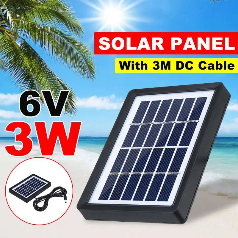 

Outdoor 3 Meter Cable Solar Panel 3W 6V Portable Solar Charger Fast Charger Polysilicon Tablet Solar Generator for Light Camera