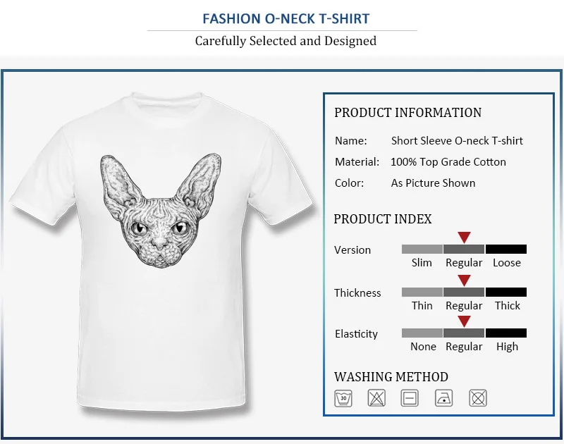 Design Men's Sphinx Cat T-Shirt Latest Summer Autumn Short Sleeve Crewneck 100% Cotton Tops Shirt Printed Tee-Shirt