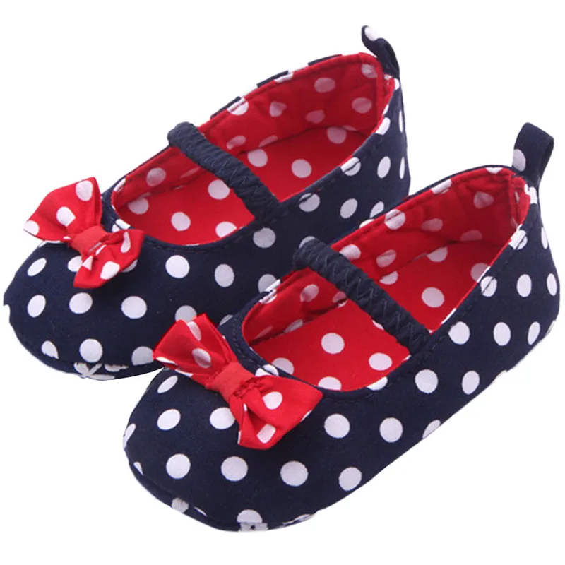 Baby Girl Soft Sole Shoes Dots Bowknot Toddler Anti slip Shoes Newborn