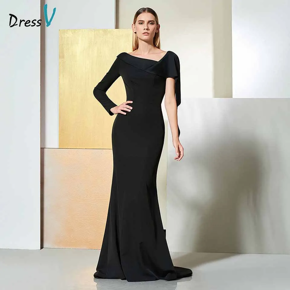 black floor length long sleeve dress