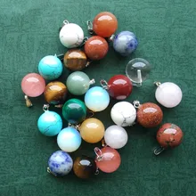 50 шт./лот, модный, ассорти, натуральный камень, круглый шар, Форма Подвески, подвески, подходят для ожерелья