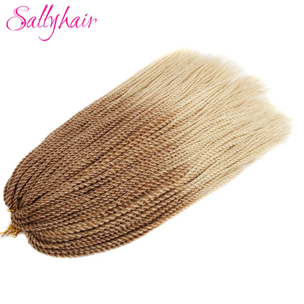 Sallyhair тонкие Сенегальские вязанные косички 30 прядей/упаковка 1 упаковка 14 дюймов 18 дюймов блонд цвет Омбре синтетические косички волос