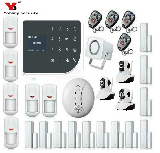 

YoBang Security Touch Panel Wireless Wired Home Safety Alarm System App Remote Control Video IP Camera Smoke Fire Sensor .