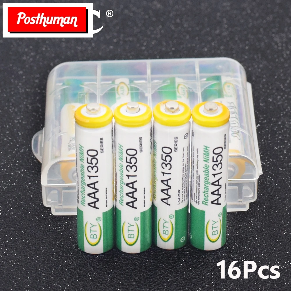 Postuman 16 шт aaa Nimh перезаряжаемая батарея 1,2 v AAA Ni-MH HR03 LR03 MN2400 R03 3A 1350mah батареи перезаряжаемые большой объем