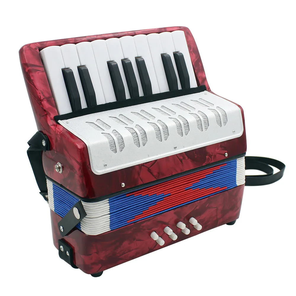 Высококачественный Мини 17-Key аккордеон прочный 8 басовый аккордеон обучающий музыкальный инструмент игрушка для любителей начинающих лучший подарок - Цвет: Red