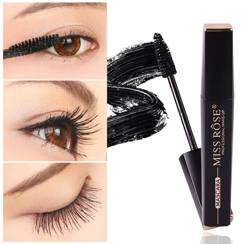

MISS ROSE 1pc Black Mascara Eye Makeup Fiber Long Lasting Mascara Waterproof Thick Eyelash Extension Eye Cosmetic Makeup TSLM2