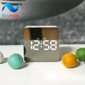 

50pcs/lot Mirror alarm clock Multifunction LED Clocks Makeup mirror Alarm clock Battery Plug-in Dual-use Mirror Alarm clock