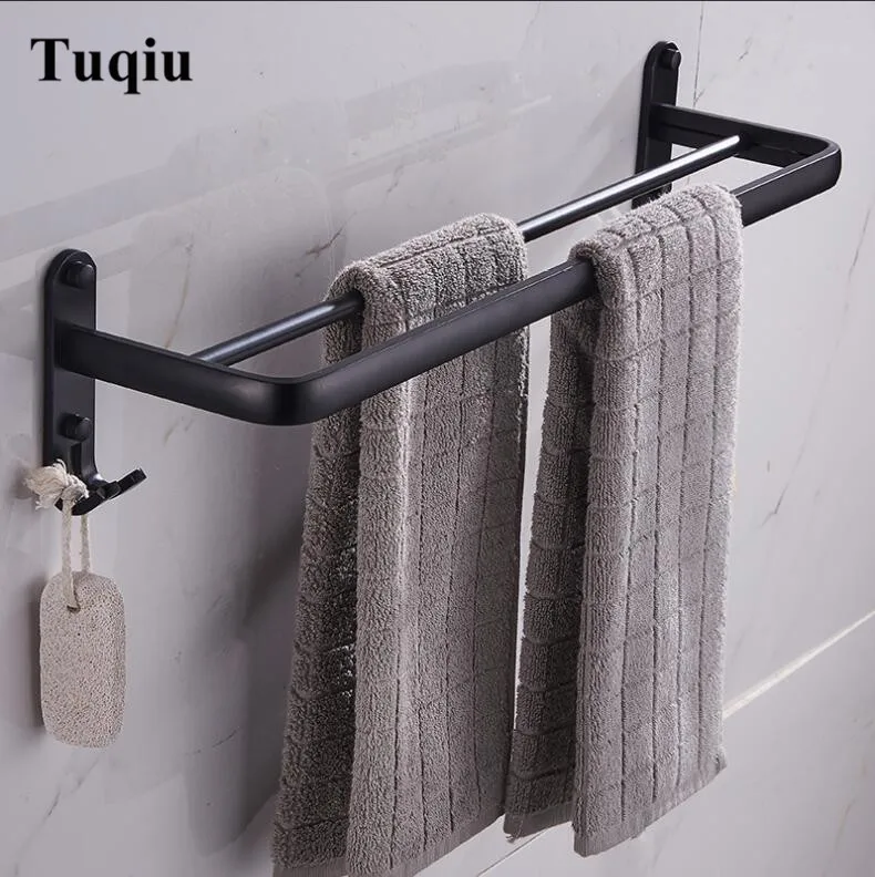 Billige Schwarz Badezimmer Zubehör Set Raum Aluminium Bad Hardware Sets Handtuch Rack, Papier halter Wc Pinsel Halter Robe Haken