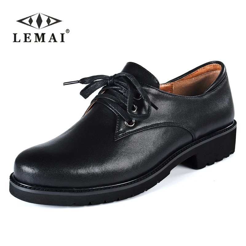 

LEMAI 2018 Oxfords Shoes for Women Unisex Lace Up Genuine Leather Women Flats Casual Ladies Shoes #K844