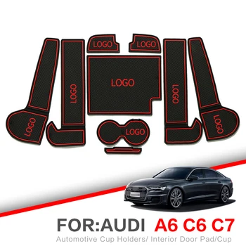 

ZUNDUO Anti-Slip Gate Slot Mats For Audi A6 C6 C7 2005 - 2018 RS6 S6 Accessories Interior Door Pad Car Cup Holders