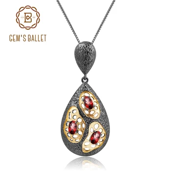 

GEM'S BALLET The Persistence of Memory Element 925 Sterling Silver 0.94Ct Natural Garnet Handmade Pendant Necklace for Women