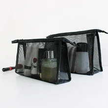 Women Storage Transparent Organizer Cosmetic Portable Travel Makeup Bag Mesh Washing Nylon Toothbrush Pouch aosbos portable mesh makeup bag waterproof transparent breathable cosmetic bags tote pouch black travel organizer storage bag