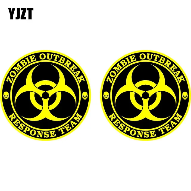Special Offers YJZT 7.6CM*7.6CM 2X ZOMBIE OUTBREAK RESPONSE Comic Reflective Car Sticker C1-7118