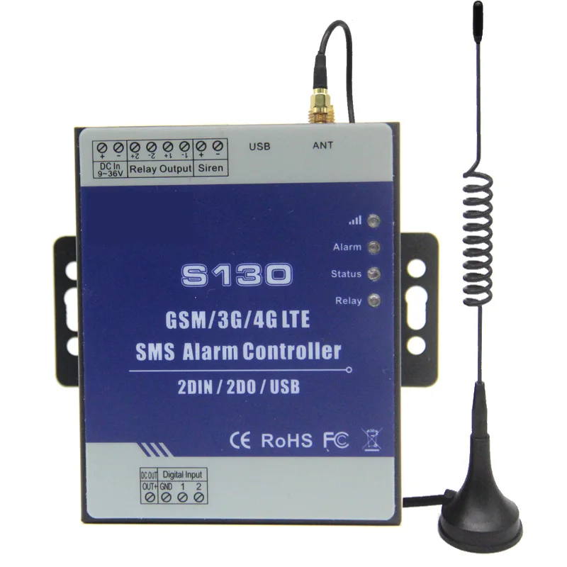 

GSM 3G 4G SMS Remote Controller Alarm System 2 DIN 2 DO RTU Controller for Automation monitoring System