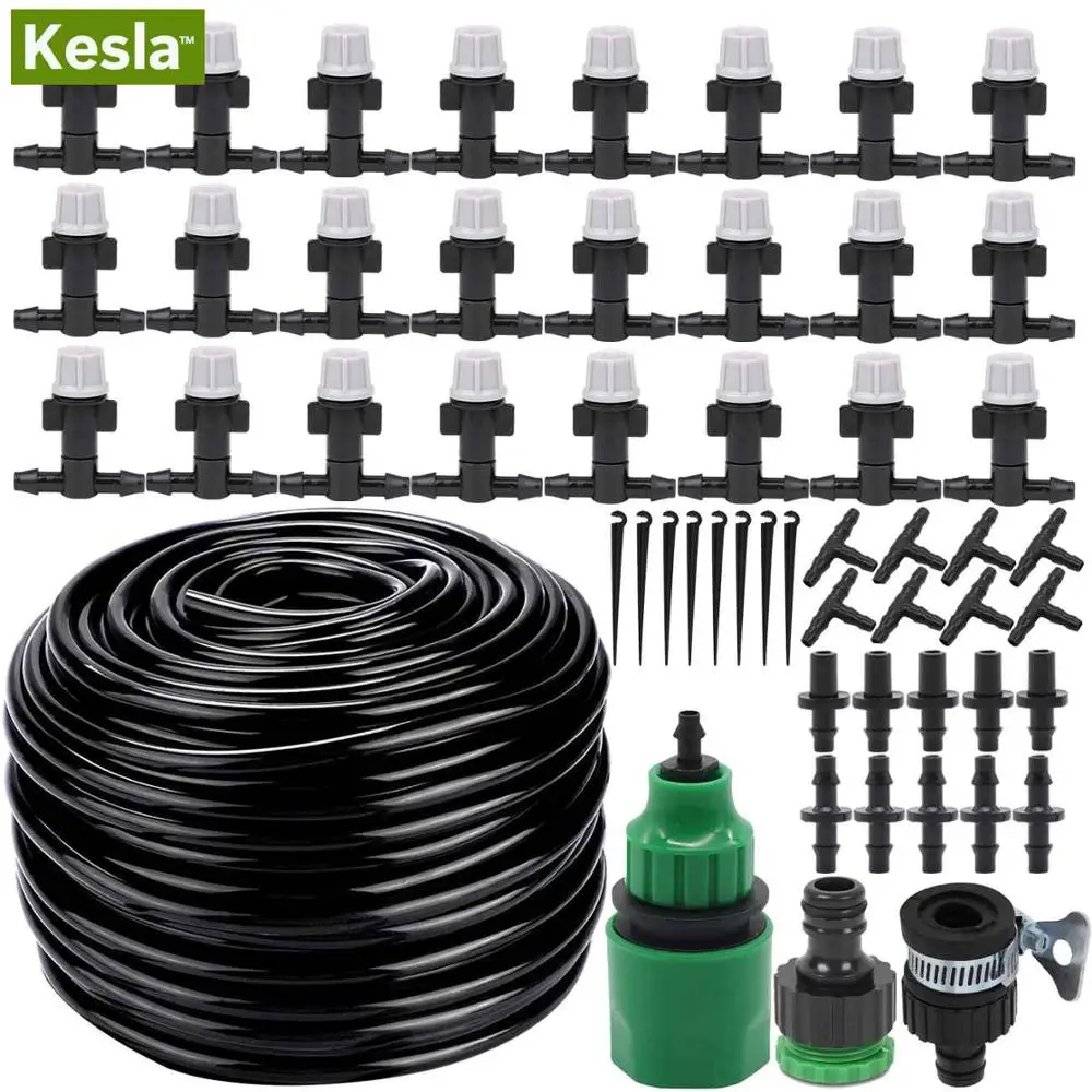 

KESLA 25m Automatic Micro Drip Irrigation Watering Kits System & Adjustable Misting Nozzle Atomizer Pot Plant Garden Greenhouses