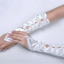 Длинные белые без пальцев Детские вечерние спортивные перчатки для танцев с бантом