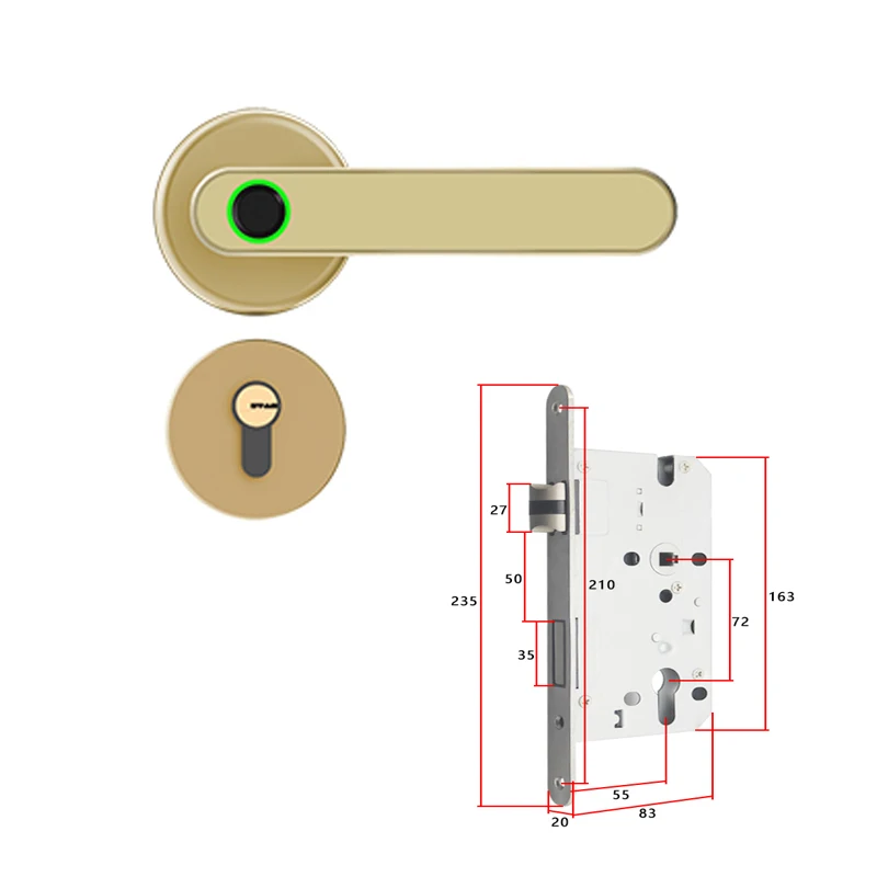 Цинковый сплав Bluetooth APP дистанционное управление отпечатков пальцев замок Электрический дверной замок с аварийным механическим ключом - Цвет: Gold type B