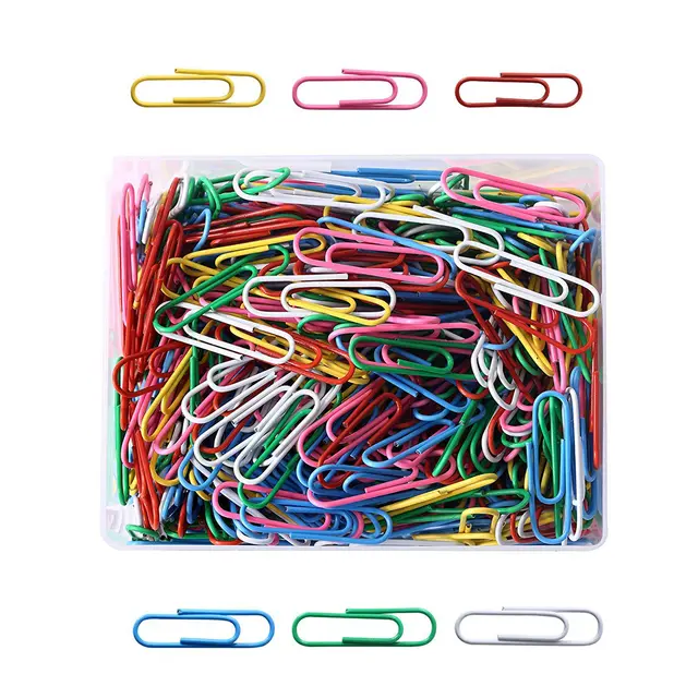 33mm Company Office Paper Clips, 500 pcs per Box, Assorted colorsin