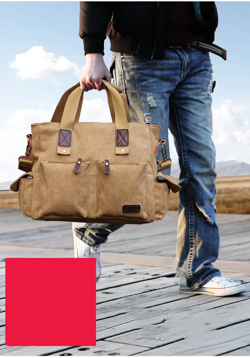 Повседневная винтажная мужская сумка-мессенджер модная парусиновая однотонная унисекс большая емкость дорожная сумка через плечо