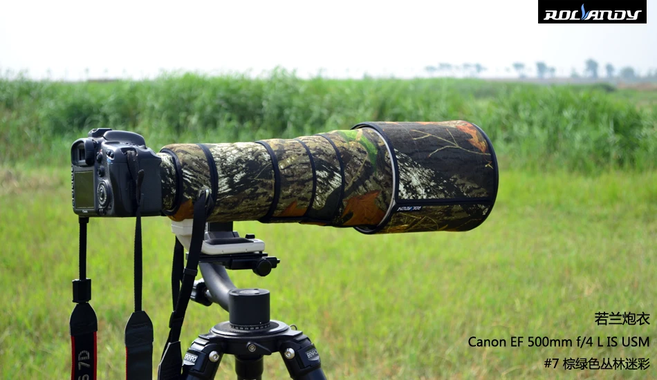 ROLANPRO Lens Camouflage Rain Cover for Canon EF 500mm F/4 L IS USM Lens Protective Sleeve Telephoto lens hood