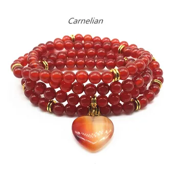 

Beadztalk Natural Carnelian Stone Beads Mala Bracelet Elastic Yoga Bangle 6 mm Round Bead 73 cm Hot Sale Girl Gift