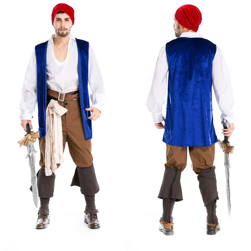 Человек пират Джек Косплей костюмы пиратов Карибского моря костюмы на Хэллоуин игра мужская одежда мода плюс размер XL пират