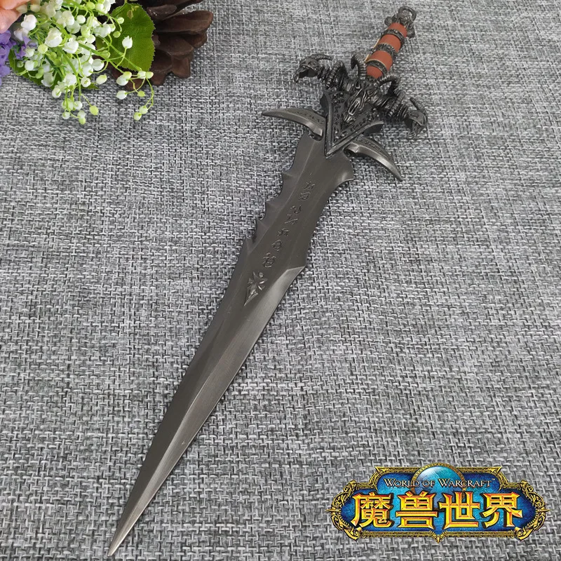 

Wo Frostmourne Sheepshead sword model Lich king saber model figure  still pendant with Backplane 22 cm
