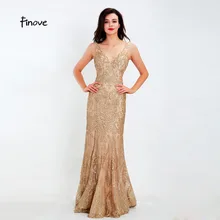 Finove, вечернее платье, длинное,, блестящее, золотое, с блестками, v-образный вырез, длина до пола, светоотражающее платье, женское платье, вечерние платья размера плюс
