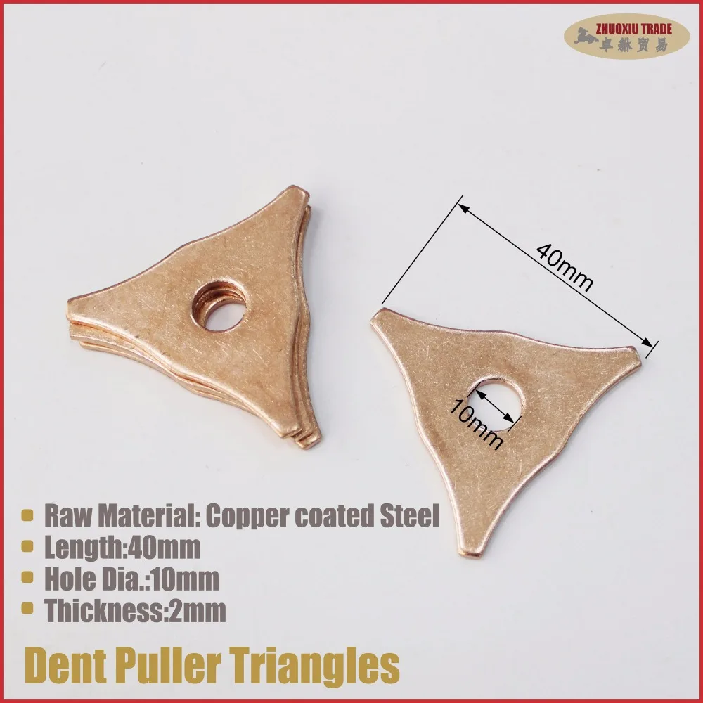 3-angled washers triangle plates copper plated tri hook washers autobody car body work spot welding studs dent removal system 3-angled washers triangle plates copper plated tri hook washers autobody car body work spot welding studs dent removal system