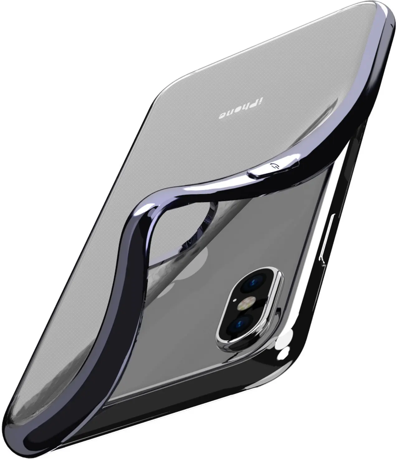 For IPhone X 8 7 6 6S Plus Case Clear Soft TPU Gel Skin 1.0mm Ultra Thin Slim Protective Cover Black Plating Edge |