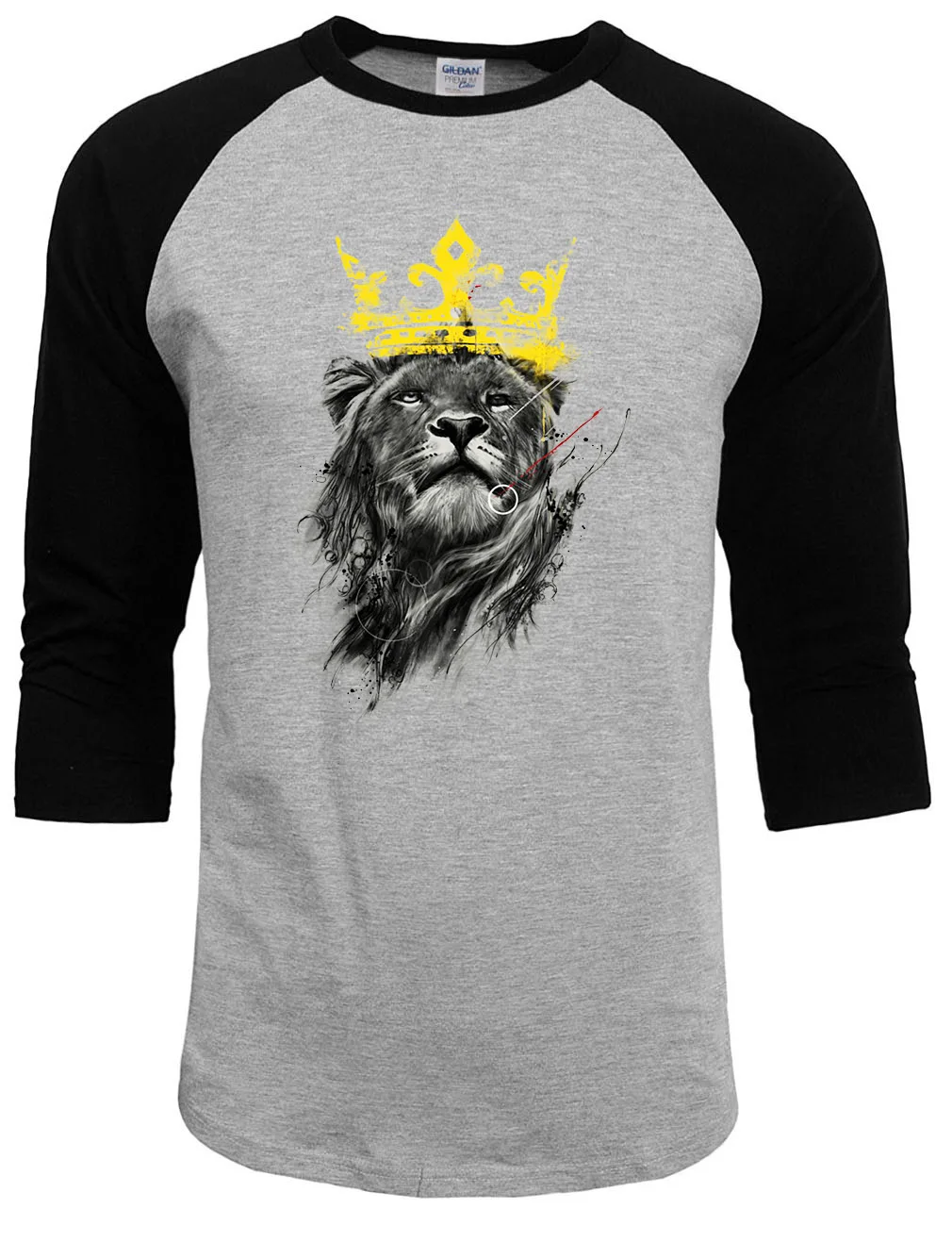 

2019 fashion raglan sleeve king of lion printed hip hop tops t-shirt funny tee shirts Hipster O-neck cool tops streetwear mma