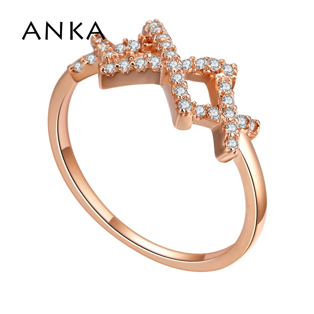 

ANKA High Quality Fashion Micro Inlayed Cross Rings For Women Wedding Cubic Zircon CZ Crystal Ring Rose Gold Color #133485