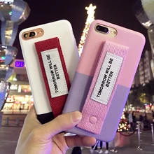 

LANCASE For iPhone 8 Case Cover Korea Soft TPU Silicone Case For iPhone 8 plus hoesje 7 plus 6 6s X Coque Cute Wristband Strap