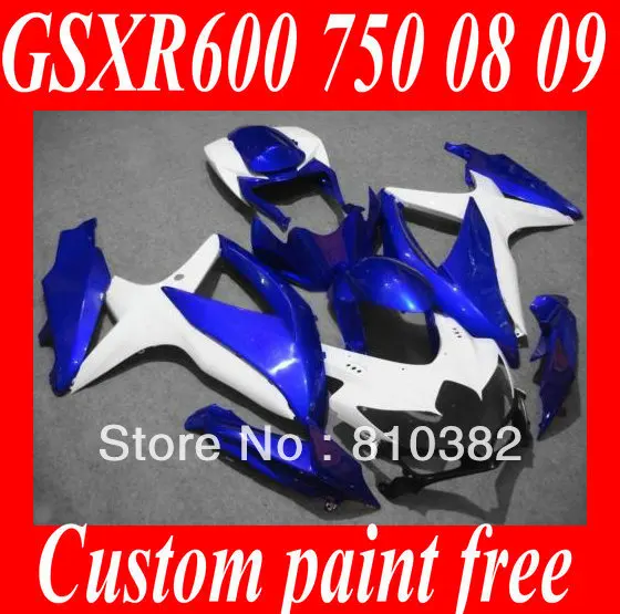 

7Gifts!! Fairing kit for SUZUKI GSXR600 750 08 09 GSXR600 GSXR750 GSX-R600 750 K8 2008 2009 blue white Fairings bodywork YA05