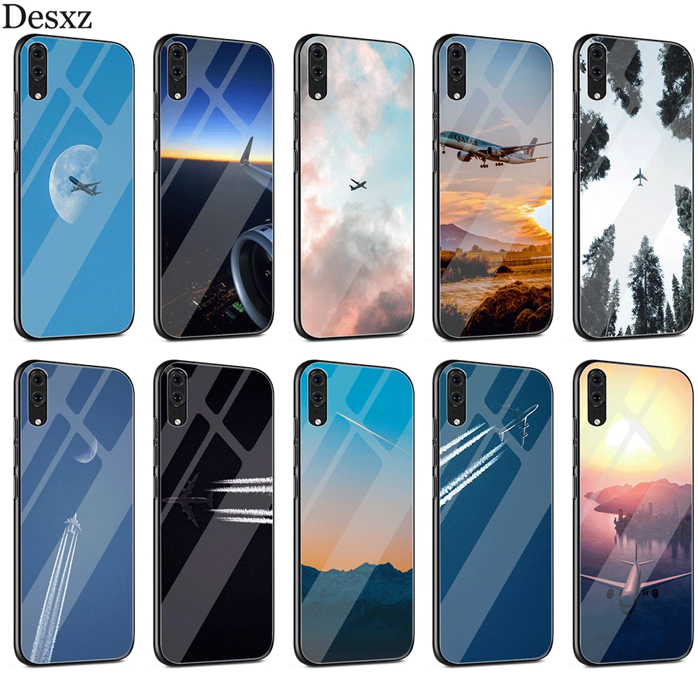 Gerleek самолета ТПУ Стекло чехол для Huawei Mate 10 20 Lite Y6 Y9 Honor 7A 8X9 P10 P20 Pro P Smart 2018 2019