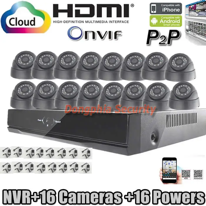 16channel CCTV System 720P 16CH Security NVR Kits 16pcs indoor dome wired Ip Cameras Home Surveillance | Безопасность и защита