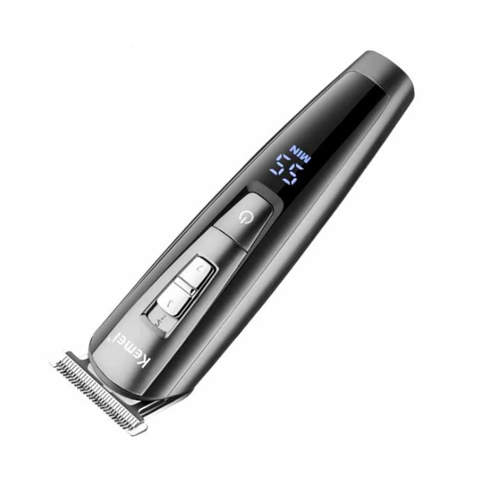 

Kemei Portable Rechargeable Hair Clipper Silver Professional LCD Monitor Stainless Steel Adjustable Hair Clipper Styling Tool