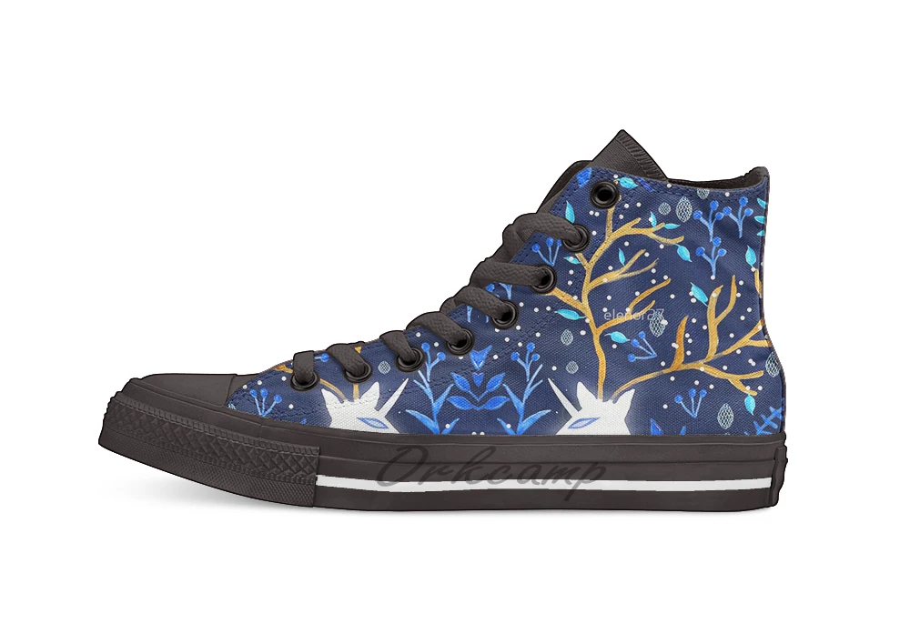 

Deericorn In Blue Unisex High Top Canvas flat Casual Custom shoes Drop Shipping