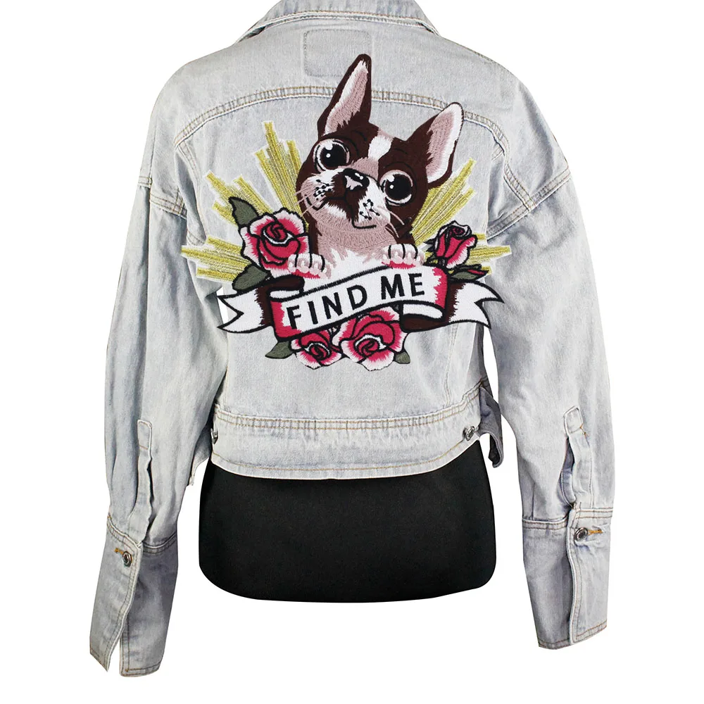 

1Piece Dog Flower EmbroideryApplique Letters Patches for Clothes Jacket Back Badge Decorated DIY Sewing Accessories A113