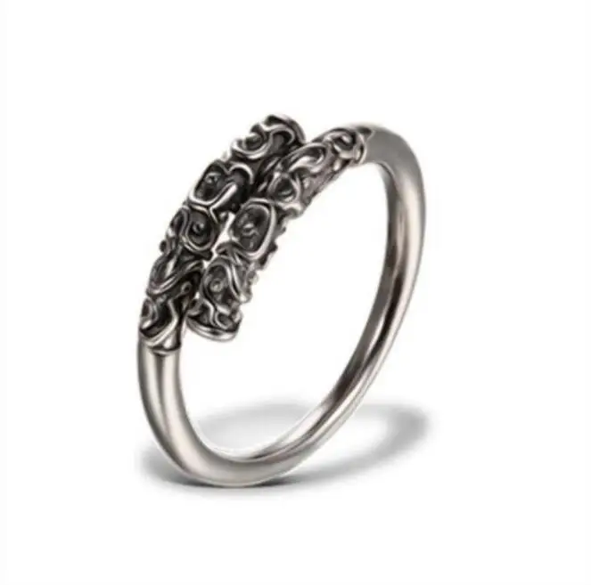 

New Arrival Vintage Tibetan Antique Silver Color Open high-grade iron Ring For Women Men Rune Christmas gift Size 8-10 Jewelry
