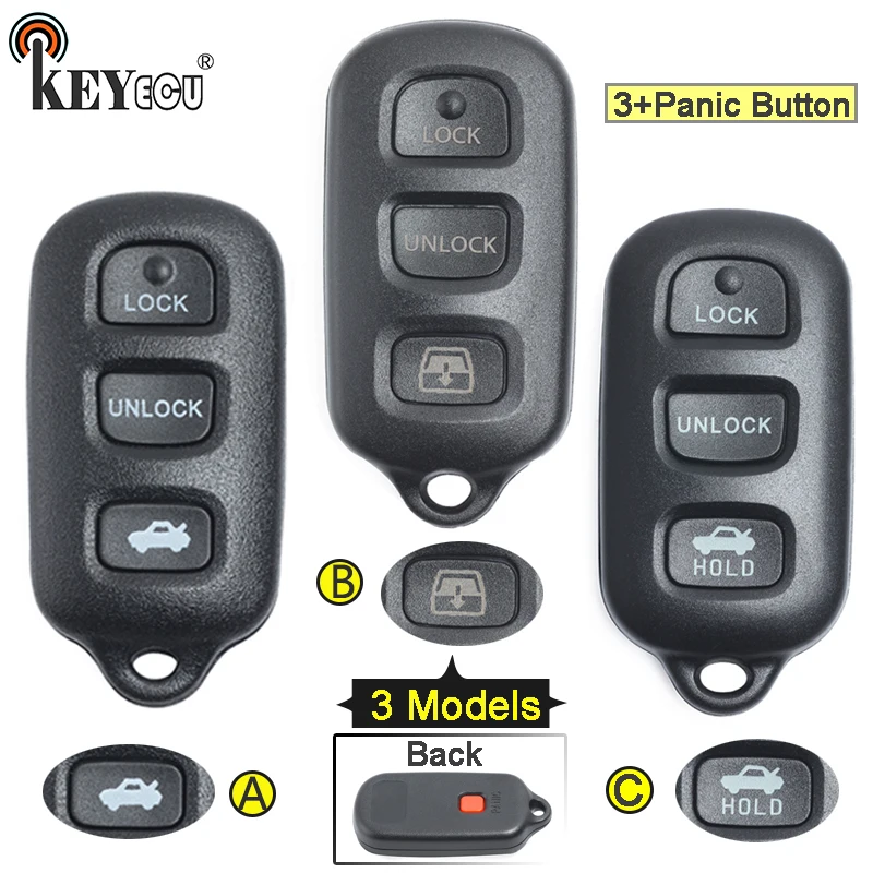 

KEYECU 1x/ 2x for Toyota Highlander RAV4 FJ Cruiser Tacoma Replacement Remote Key Shell Case Fob 4 Button FCC: HYQ12BBX GQ43VT14