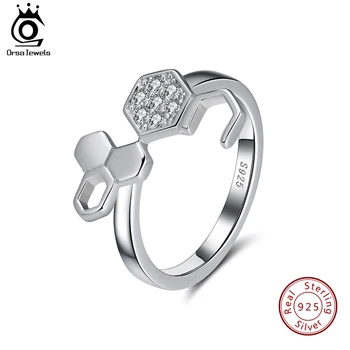 

ORSA JEWELS Real 925 Sterling Silver Men Women Ring Unisex Silver Color Rings AAA Cubic Zircon Silver Color Male Jewelry SR94