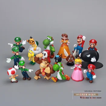 

Super Mario Bros Figures Toys Dolls 18pcs/set Mario Luigi Princess Peach Daisy Yoshi Toad Donkey Kong Koopa