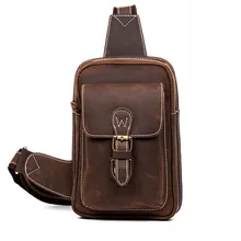 Мужская винтажная сумка Crazy Horse из натуральной кожи на груди, мужская кожаная сумка через плечо 0225
